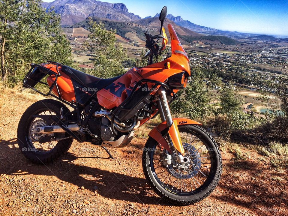 KTM Africa. My bike on the Franschoek Pass in South Africa
