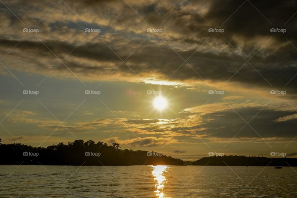 Sunset on lake in Minnesota