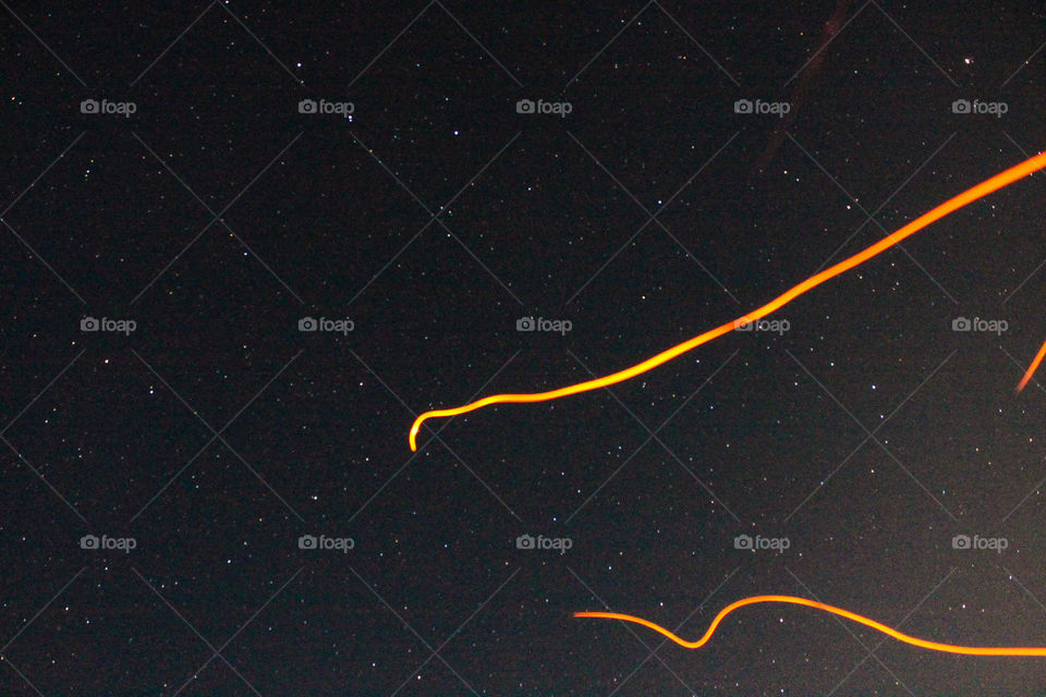 Light trail in sky at night