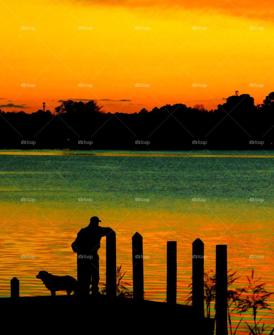 Man and his best friend dockside!