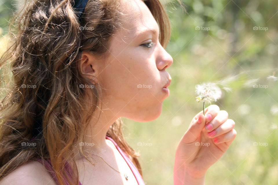 girl nature dandelion flower by barkai
