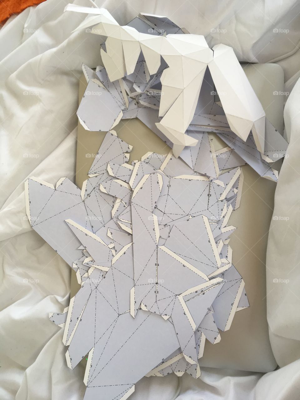 Paper craft DIY craft in the making, ready for folding