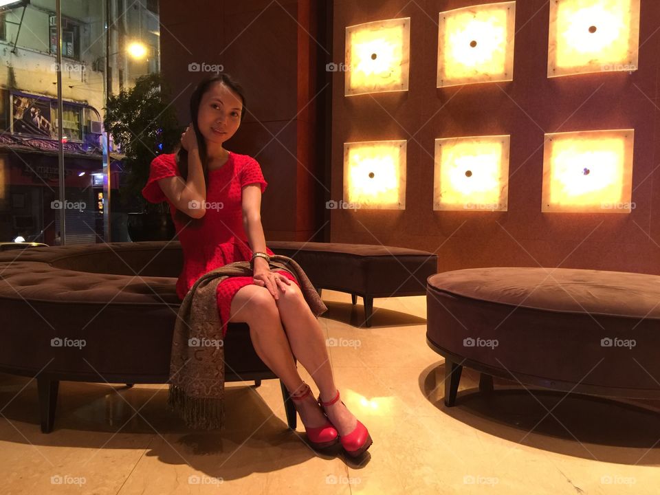 chinese woman at hotel lobby in china