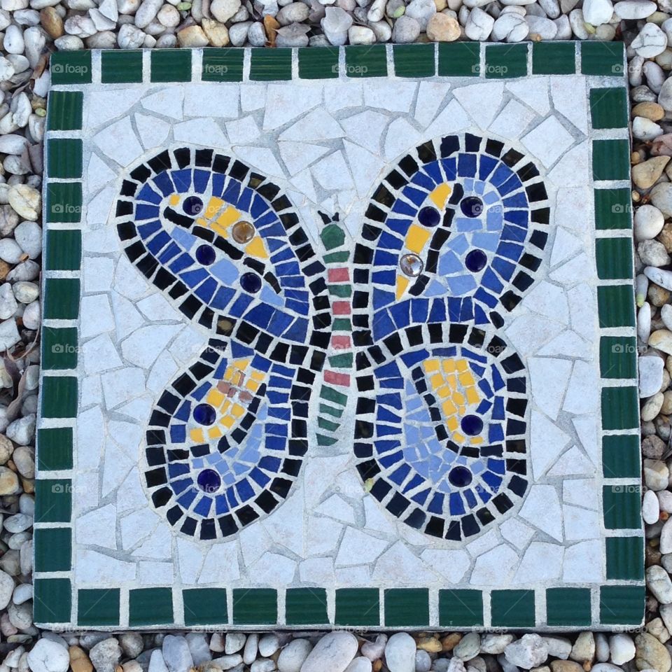 Butterfly mosaic stepping stone