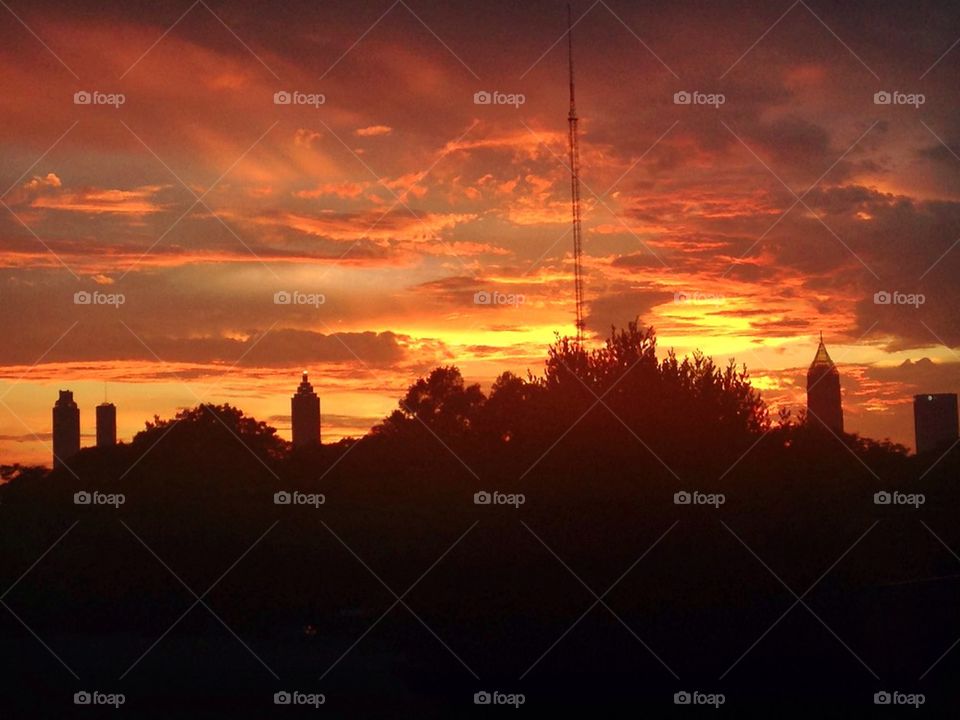 Atlanta skyline at sunset