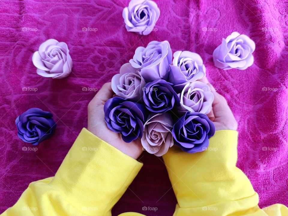 purple soap roses.