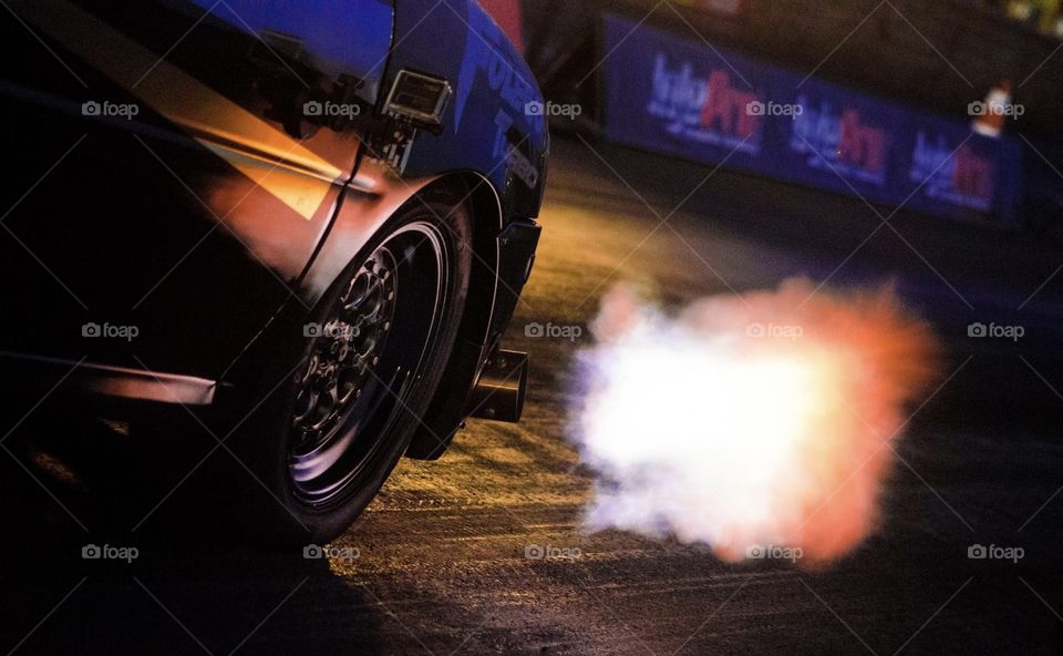 fire coming out of drag car exhaust