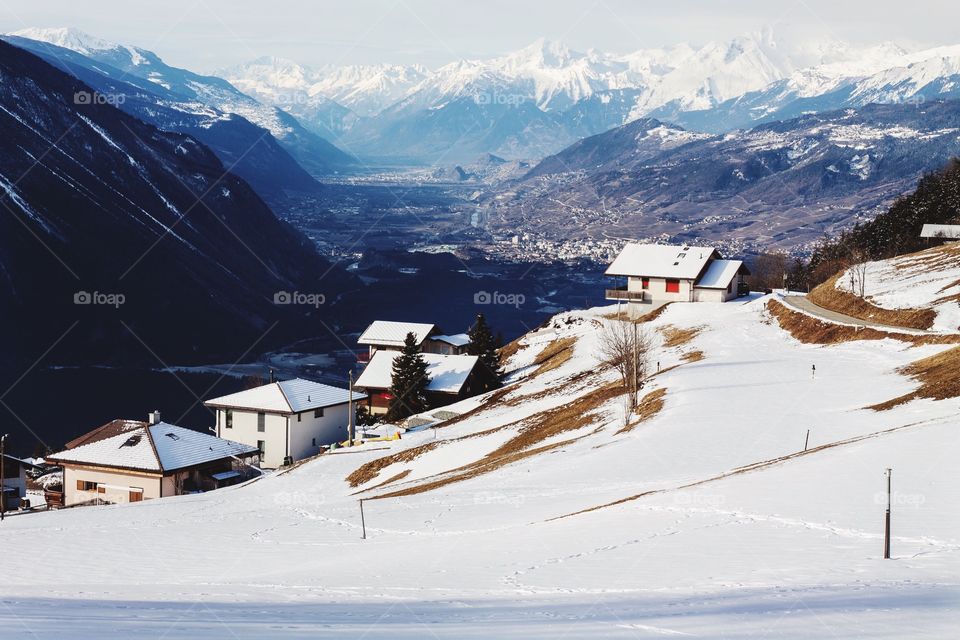 Wonderful Rhone Valley in the beautiful canton of Valais, Switzerland