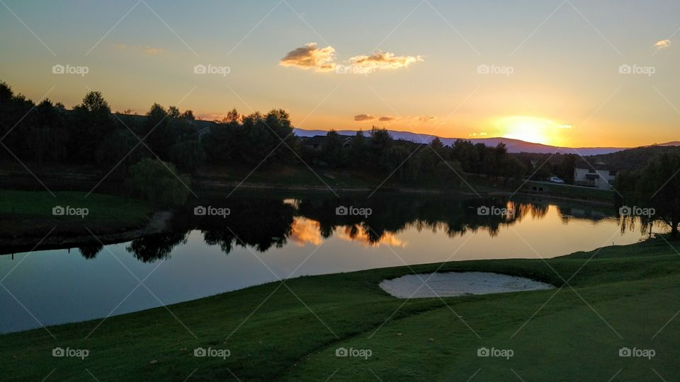 Sunrise over Mountains on the Golf Course