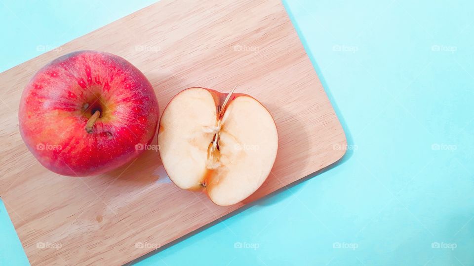 Fresh apples on the cutting board