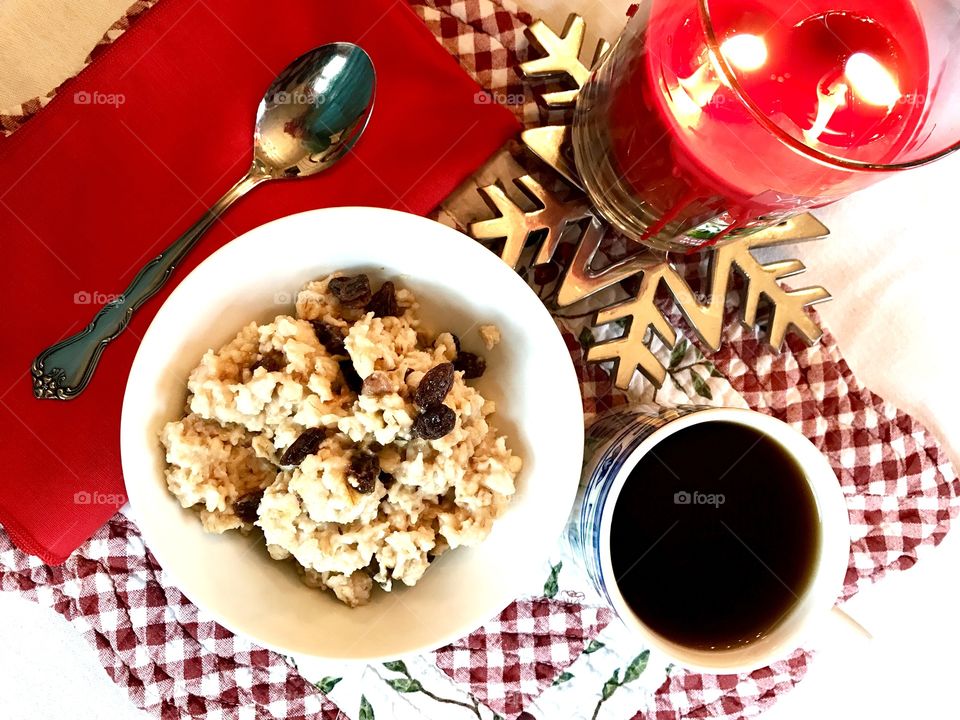Hot Oatmeal with Red Candle