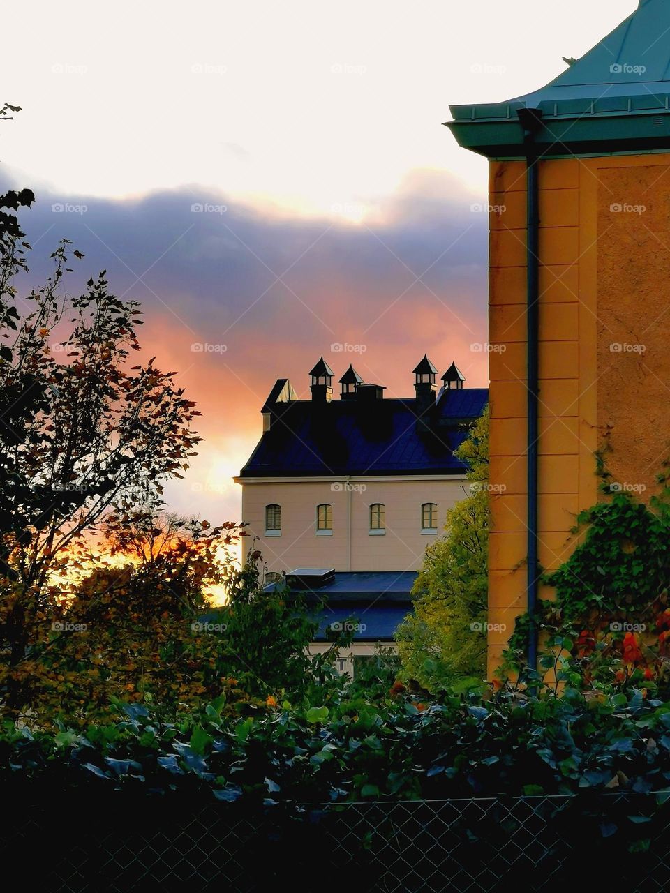 Sunset behind the old prison