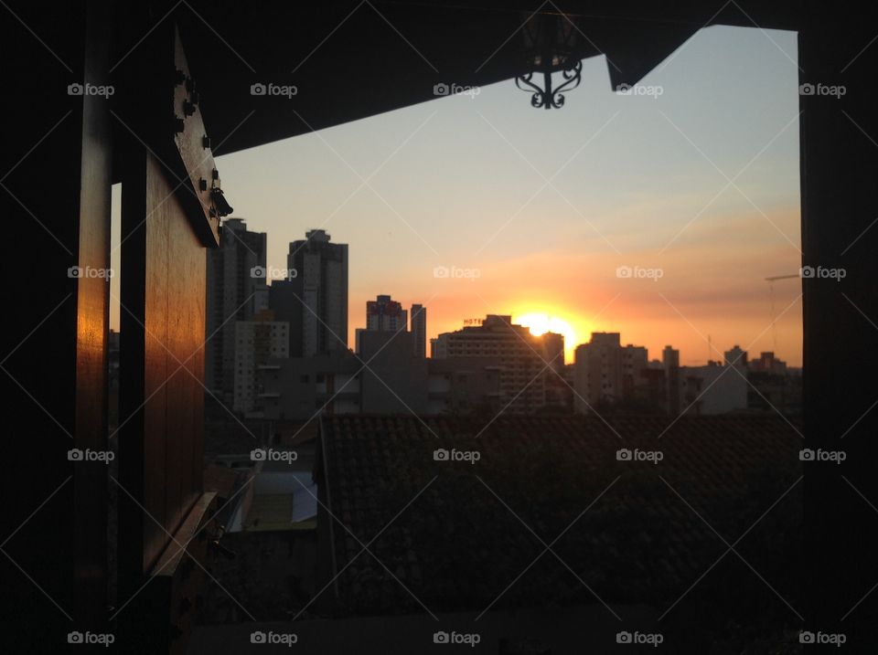 From the inside . A beautiful view of the sunset in my home town! 