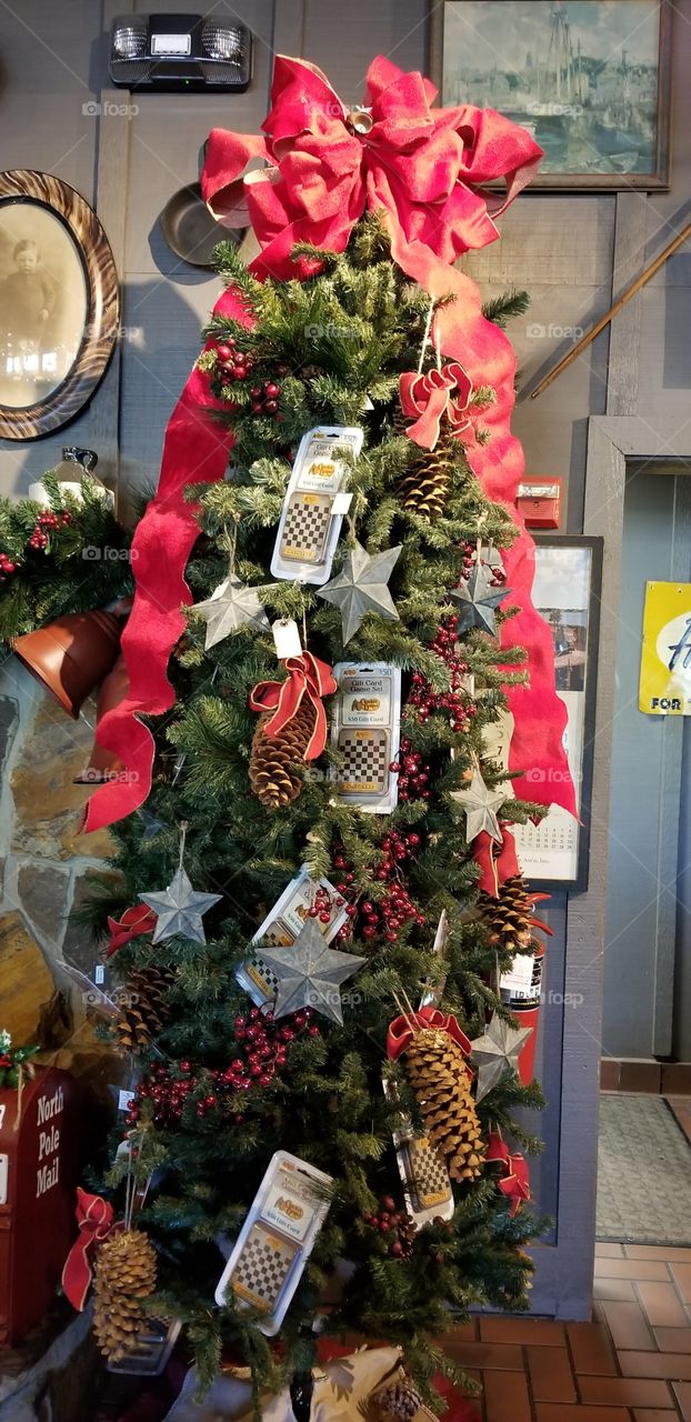 Christmas tree at Cracker Barrel in Deerfield Beach, Florida