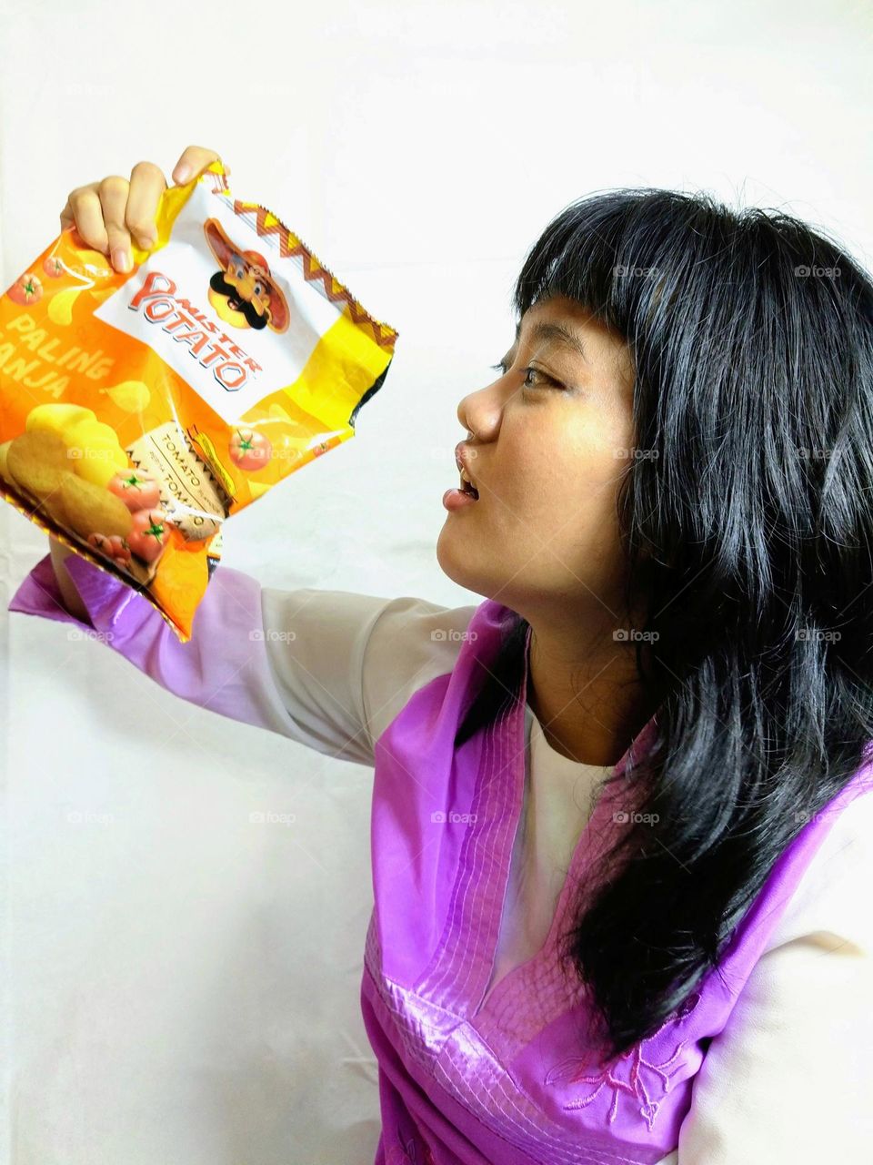 Portrait with product.