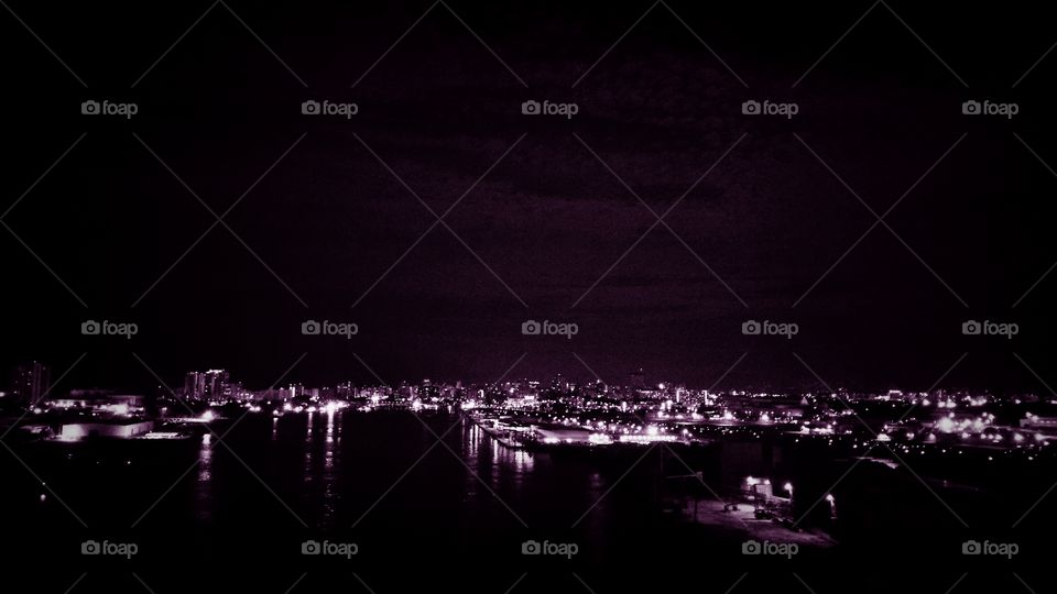 leaving San Juan. view of San Juan at night