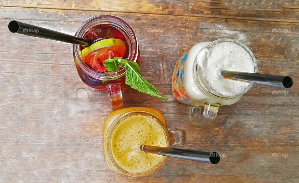 Traditional  Spanish drinks on a yogurt