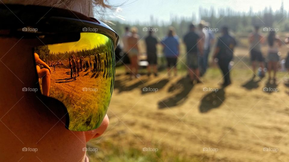 Reflection of sunglasses outdoors