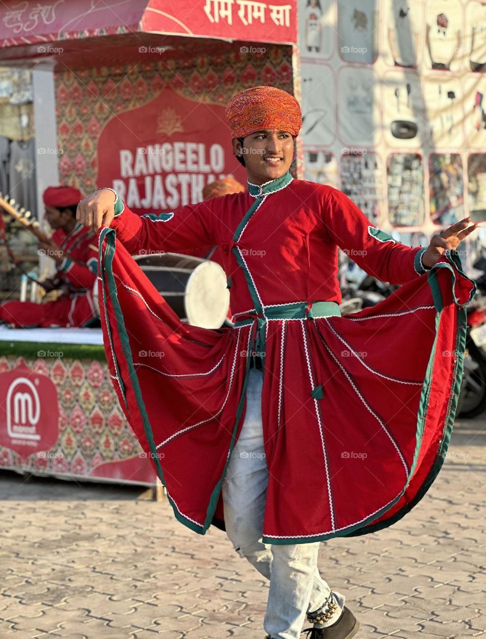 Eastern boy dancing on the street