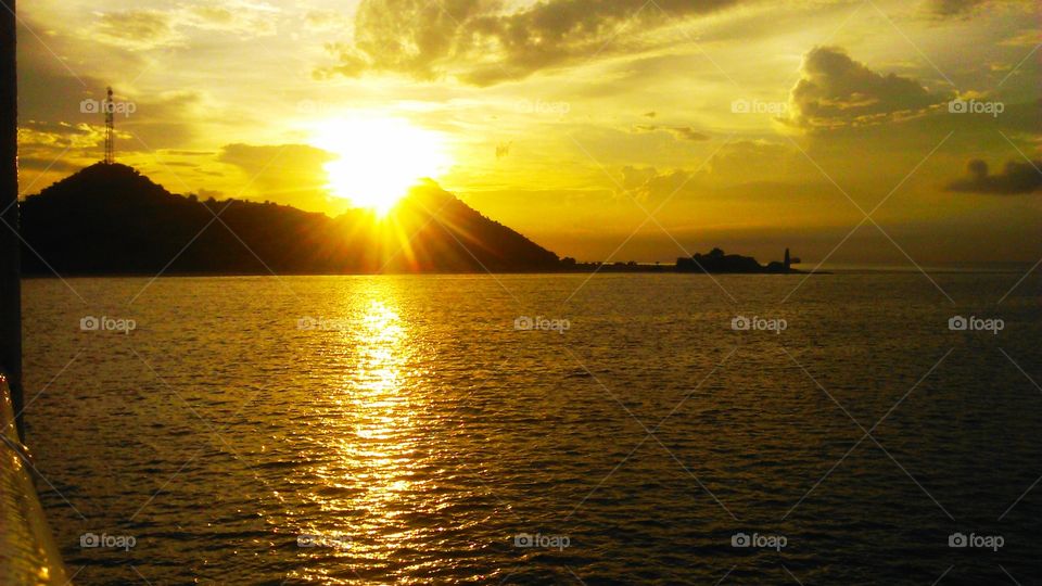 sunset, siluet, sea, ocean,