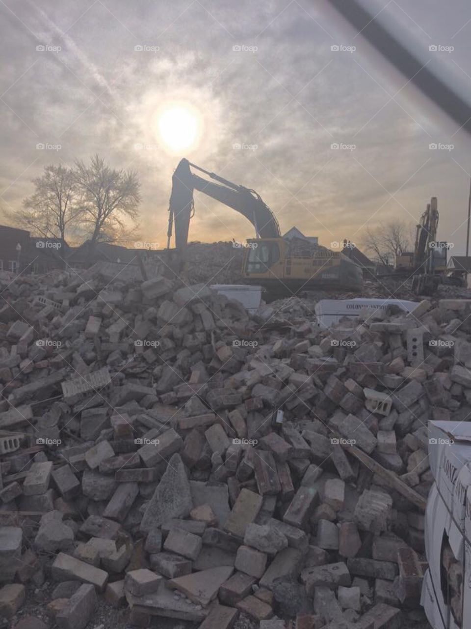 Demolition at sunset 