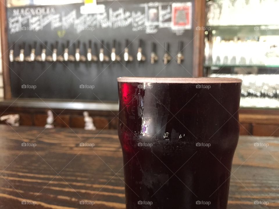 Draft beer in front of micro brewery