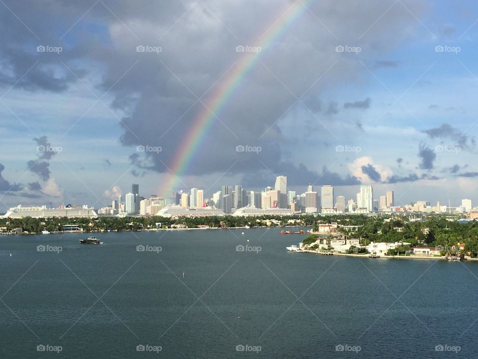 Rainbow over South Beach Miami Florida
