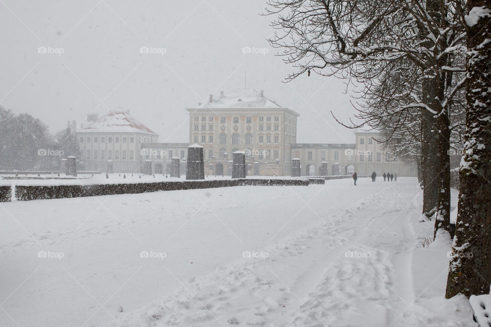 Schloss Nymphenburg in snow 