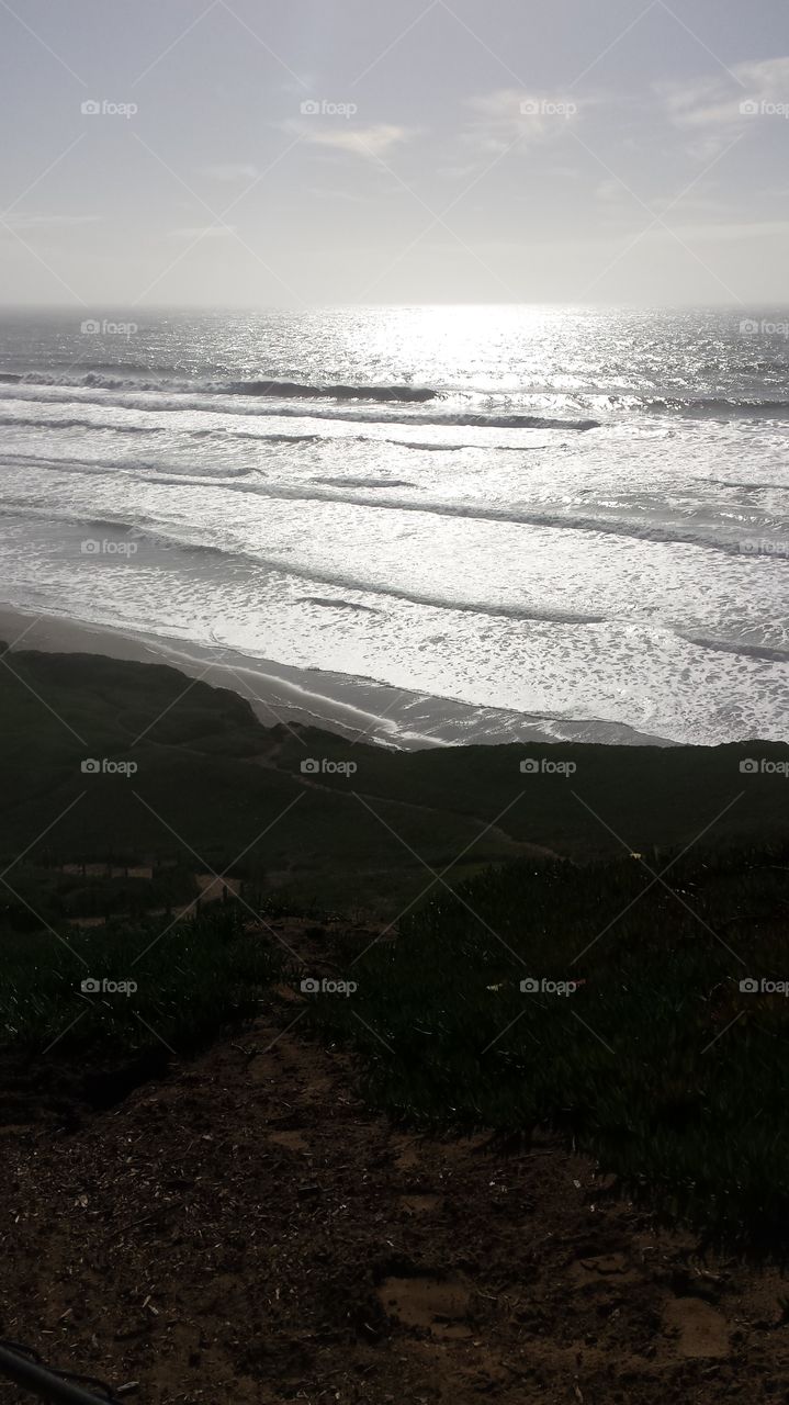 ocean waves at sunset