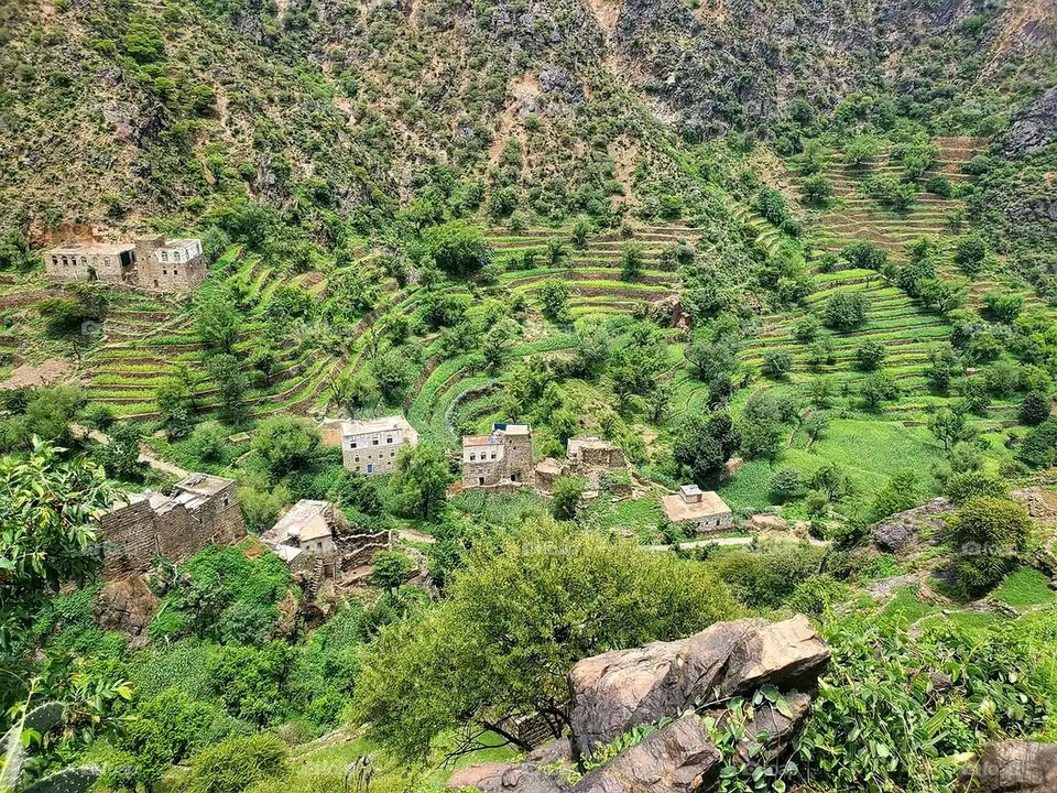 Glory be to God, the magnificent and picturesque view and the natural green trees are a view that is nothing more wonderful than it