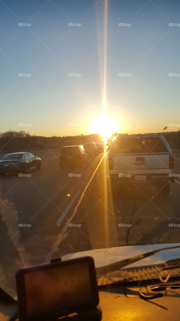 traffic at sunrise