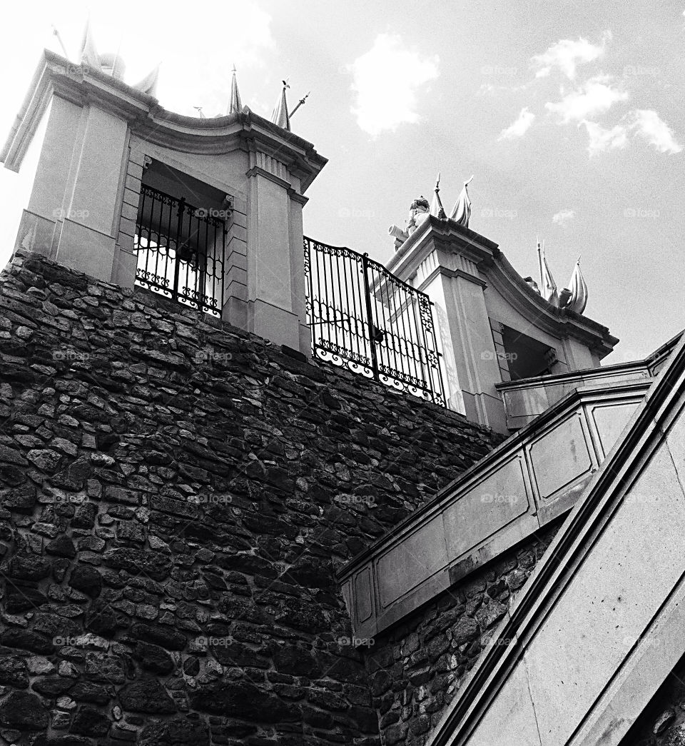 black and white castle gate stairway to heaven by mmadeleine