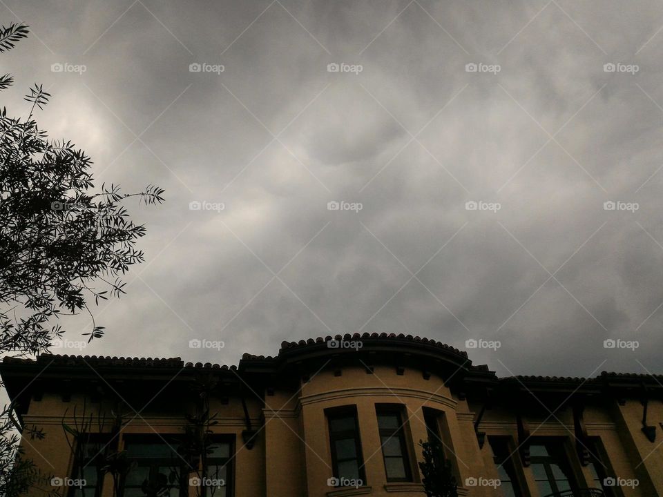 The sky was getting dark and a sign that it would rain