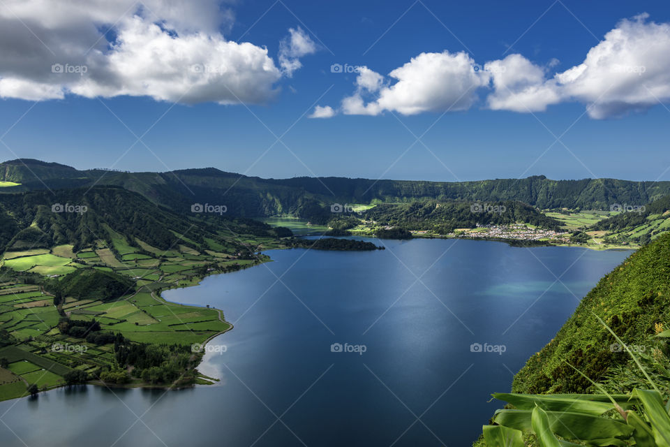 Lagoa Azul, Azores, Portugal. View from the trail of Mata do Canario.