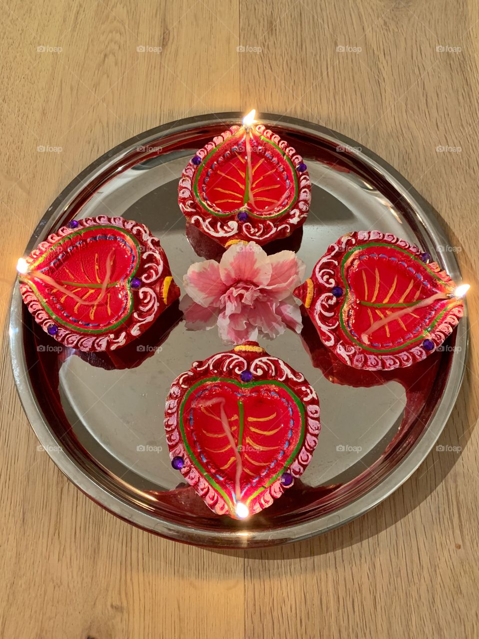 Colourful decorated lamps during Deepavali festival 