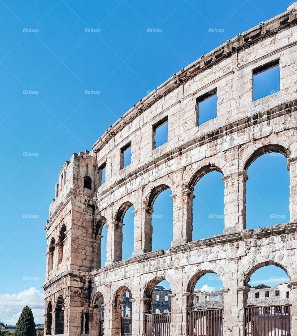 Beautiful ancient monument, Roman amphitheatre in Pula, Croatia