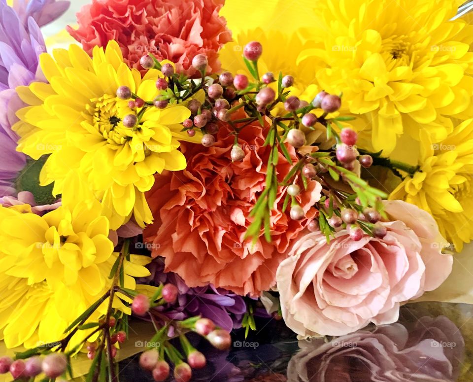 Beautiful bouquet of a variety of flowers 