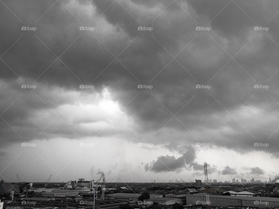 Cloudy over Bangkok before heavy rain