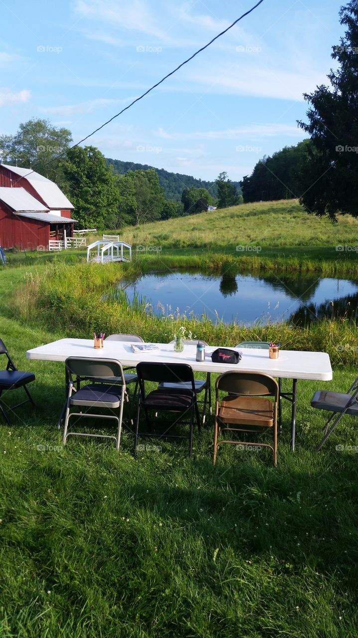 Peaceful. getting ready for an outdoor 31 party at a farm