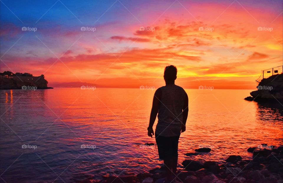 Loneliness sharing with sunset 