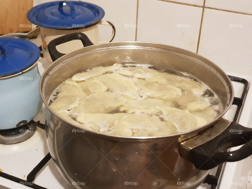 christmas dumplings in boiling water