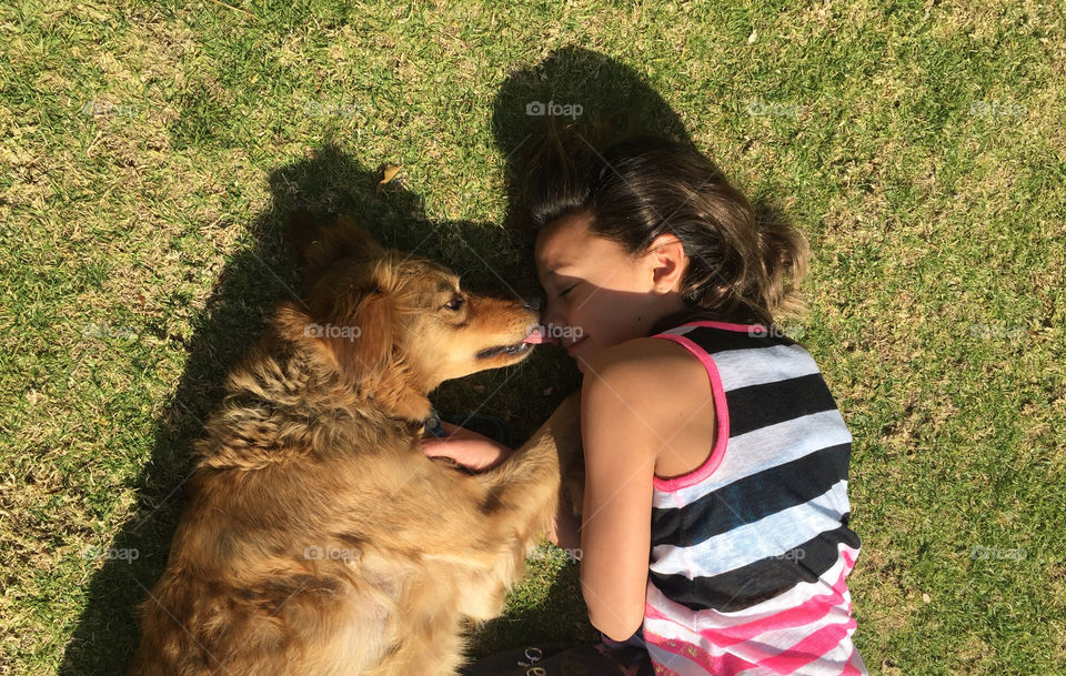 Cute dog and girl