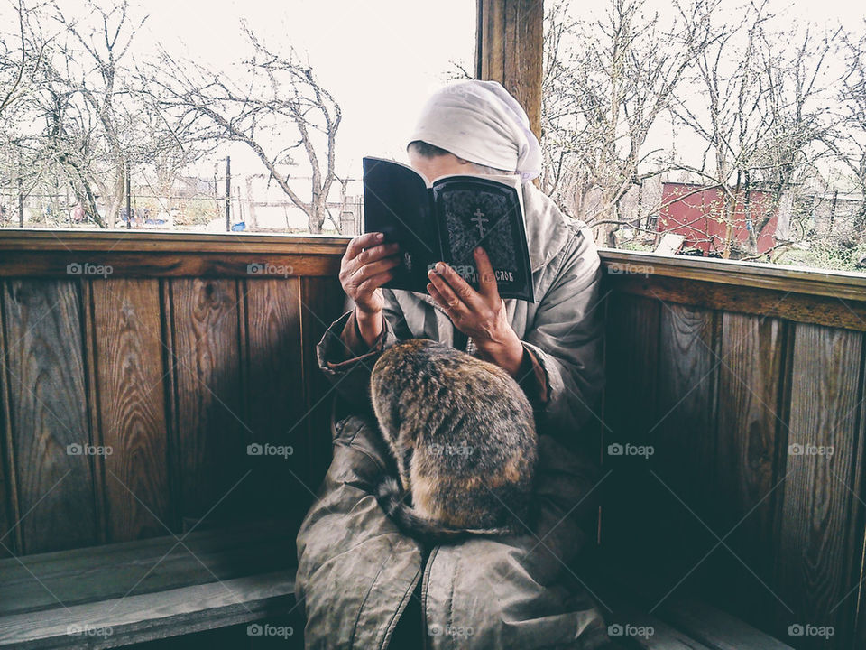 Grandmother and cat