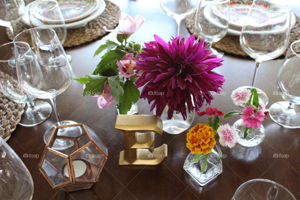 Dinner party tablescape