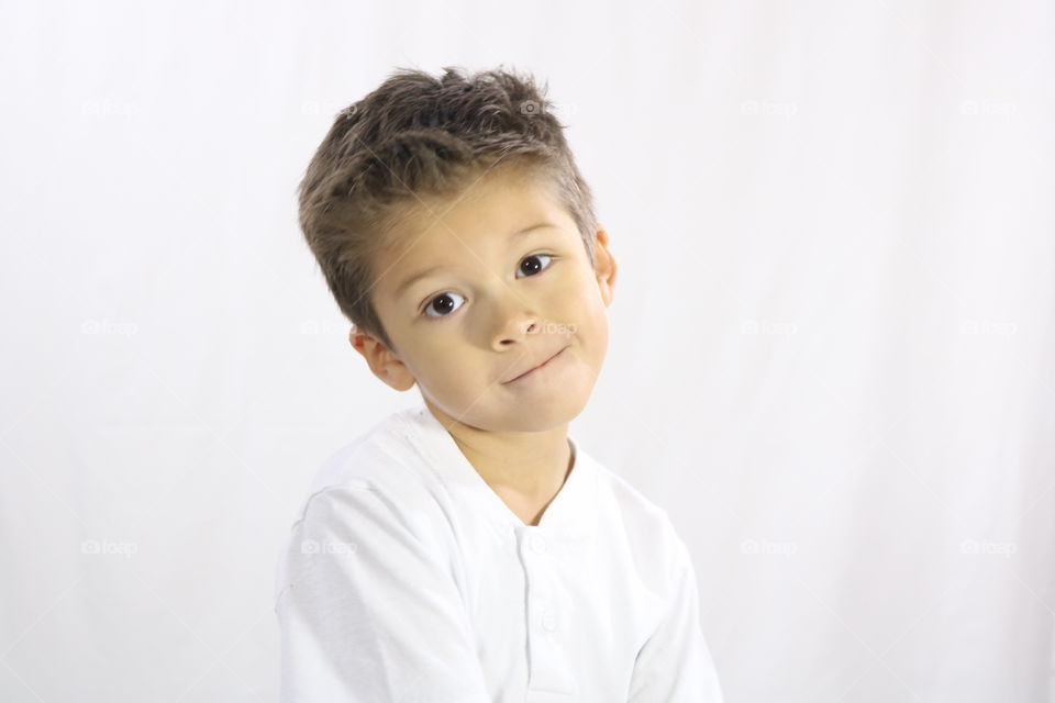 Handsome kid boy white shirt