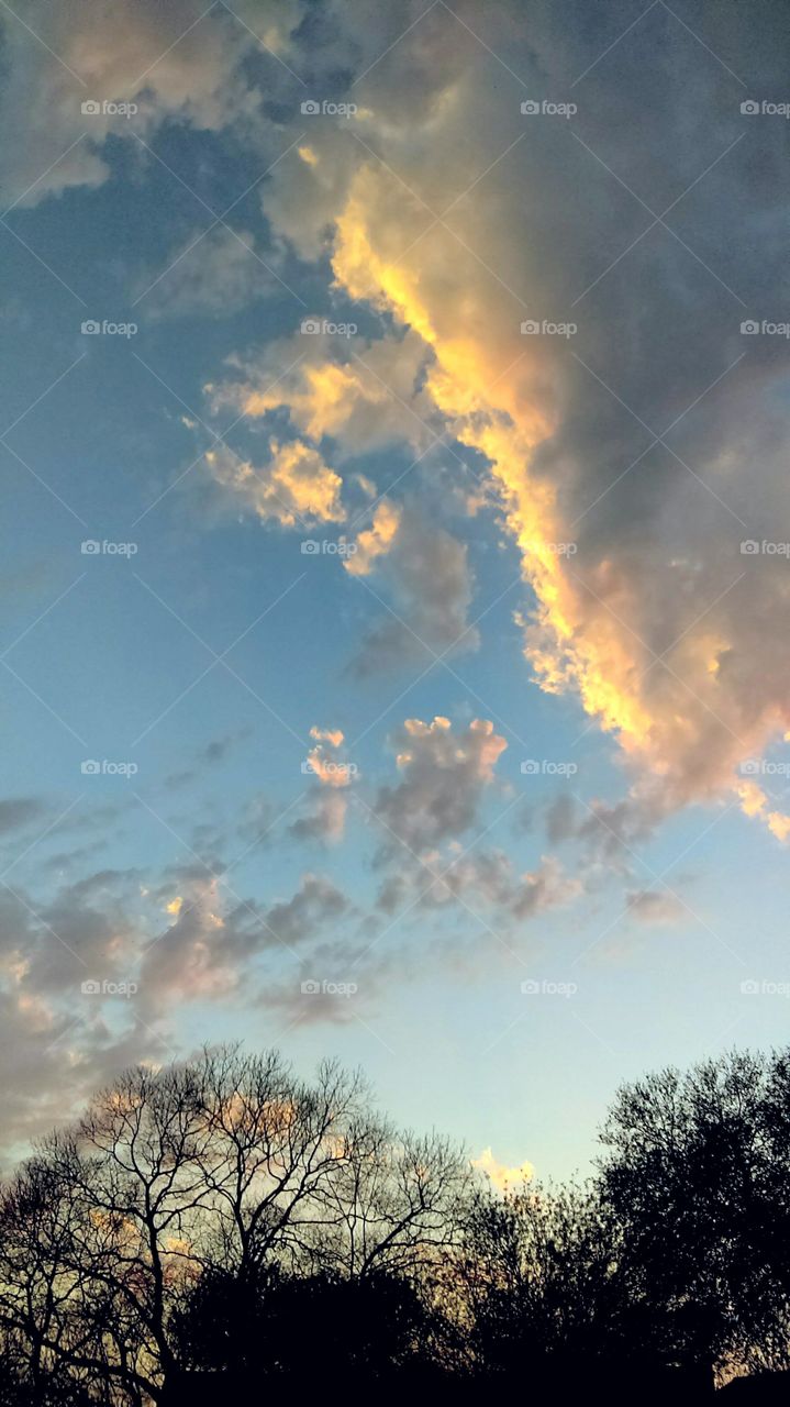 The sky and clouds during sunset