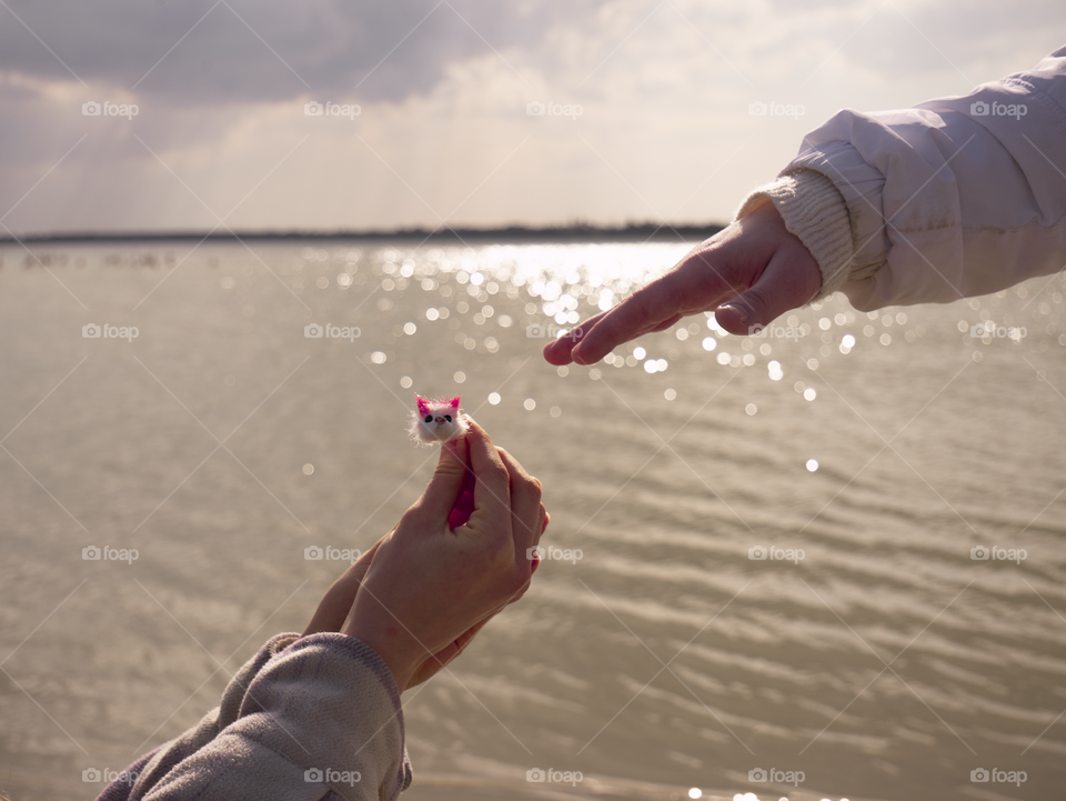 Engagement by Salt Lake with a funny cat ring