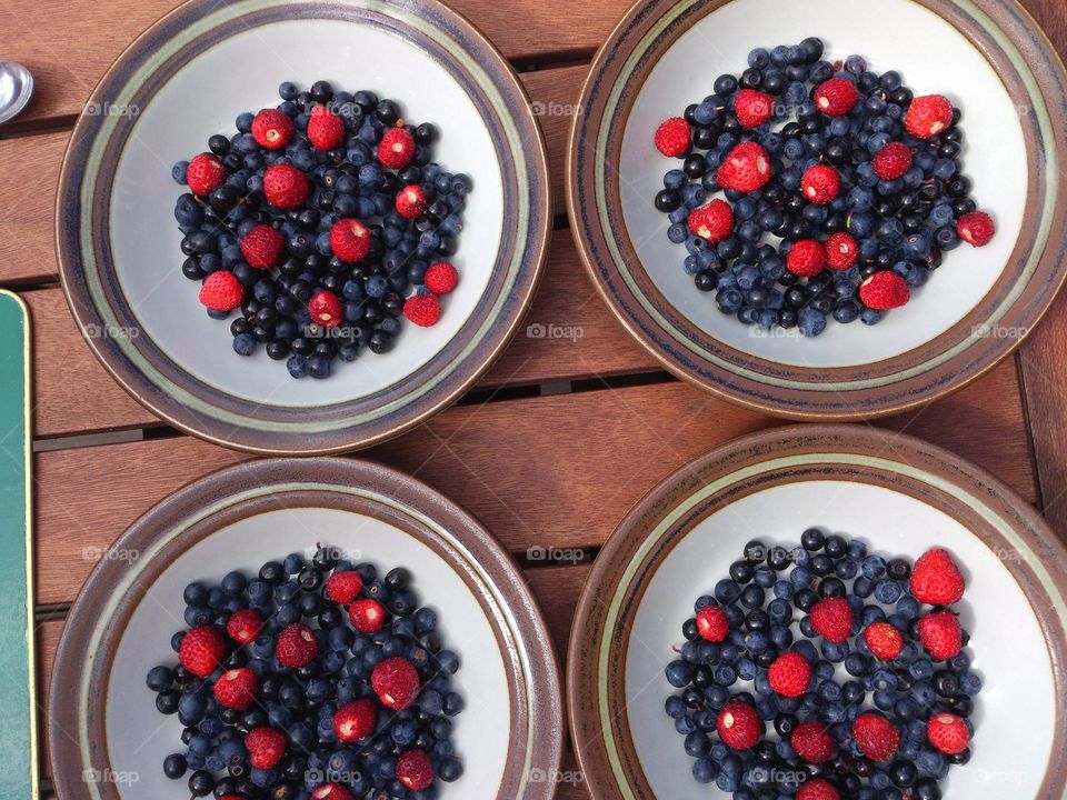 Berries on plates