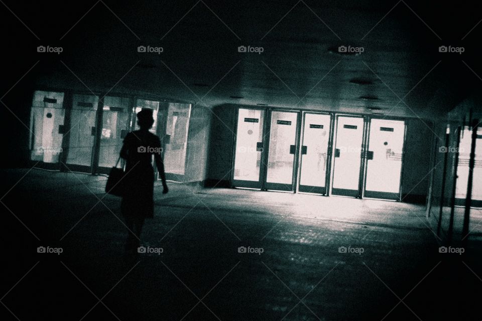 People in the underground tunnel in Moscow, Russia