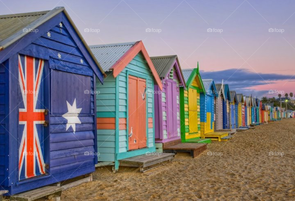 The beach cabanas, vacation rentals on Bournemouth beach, United Kingdom, England 2007